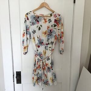 NWOT Jane and Delancey Floral tiered dress with fabric belt Large
